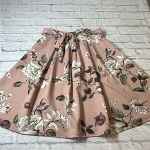 See You Monday Pink Midi A-Line Skirt with Tie Front. Size L. Romantic. Feminine